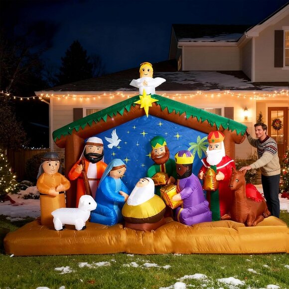 ⚡11 FT Christmas Inflatables Nativity 3 Sets Blow Up Yard Outdoor Decorations - Picture 1 of 8